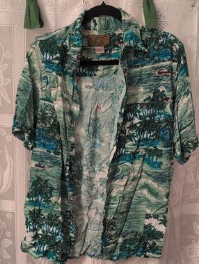 Utopia Green Tropical Print Short-Sleeve Button-Down Shirt
